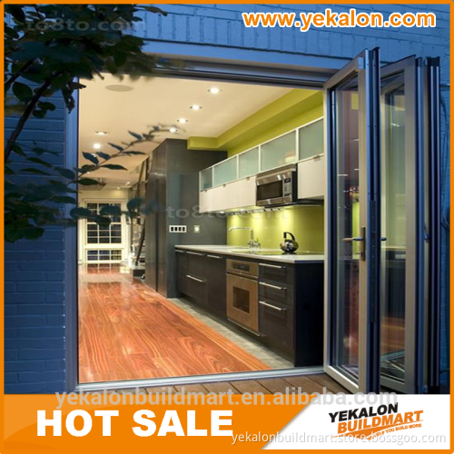 YEKALON Top quality Glass folding door with "save space, wind load and Fireproof"